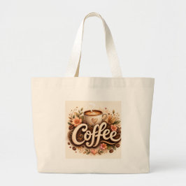 Coffee-Liebe Floral Jumbo Stoffbeutel