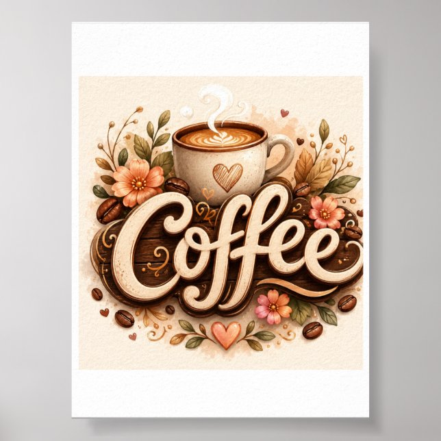 Coffee-Liebe Floral Poster (Vorne)