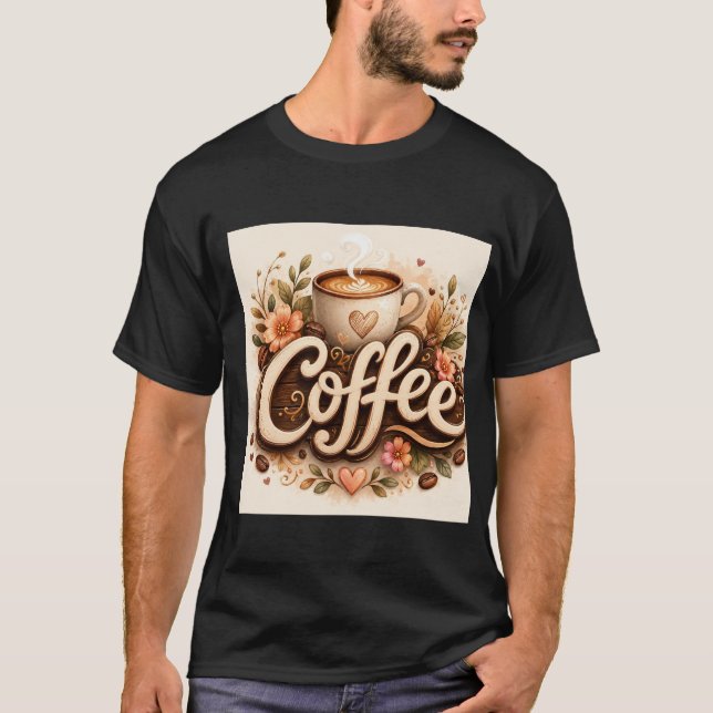 Coffee-Liebe Floral T-Shirt (Vorderseite)