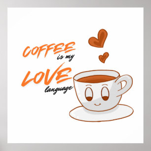 Coffee Liebe – Süße Kaffee-Illustration Café-Wand Poster