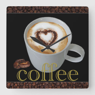 Coffee Love Kitchen Wall Clock Quadratische Wanduhr