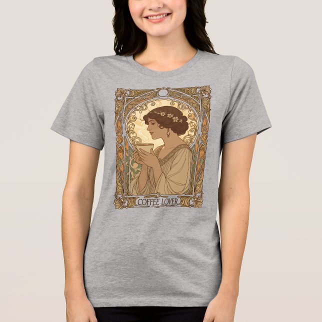 Coffee Lover And Nature Art Nouveau Illustration  Tri-Blend Shirt (Vorderseite)