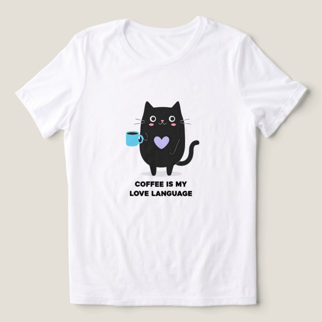 Coffee Lover Cat T-Shirt - Unisex Cat Lover Tee (Design Vorderseite)