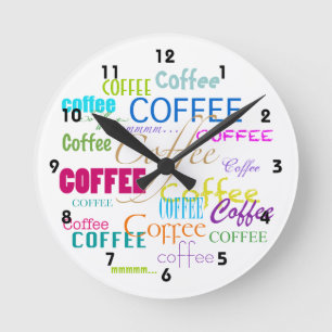 Coffee Lover-Colorful Coffee Word Cloud Runde Wanduhr