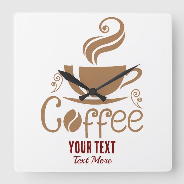 Coffee Lover Design – Minimal Coffee Cup Graphic Quadratische Wanduhr (Vorderseite)