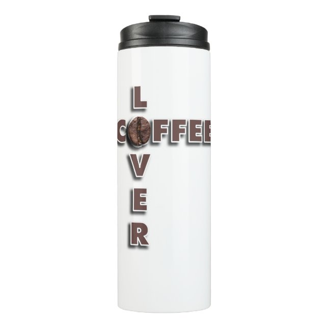 Coffee Lover Design with Real Bean Thermosbecher (Vorderseite)