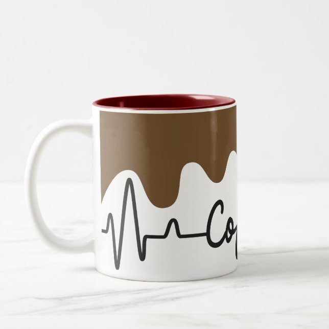 Coffee Lover Tasse - Heartbeat EKG Coffee Design (Links)