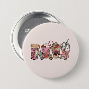 Coffee Lover Western Cowboy Thema Button