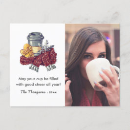 Coffee Lover's Christmas Cheer Gruß Foto Ankündigungspostkarte