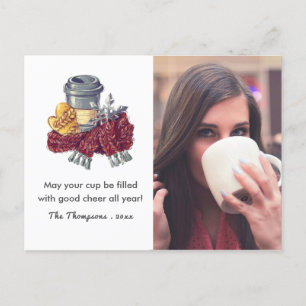 Coffee Lover's Christmas Cheer Gruß Foto Ankündigungspostkarte