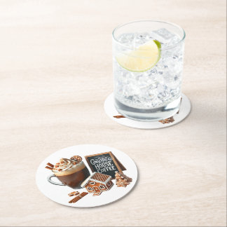 Coffee Lover's Delight Subliming Design Runder Pappuntersetzer