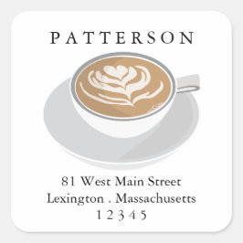Coffee Lover's Latte Return Address Label Quadratischer Aufkleber