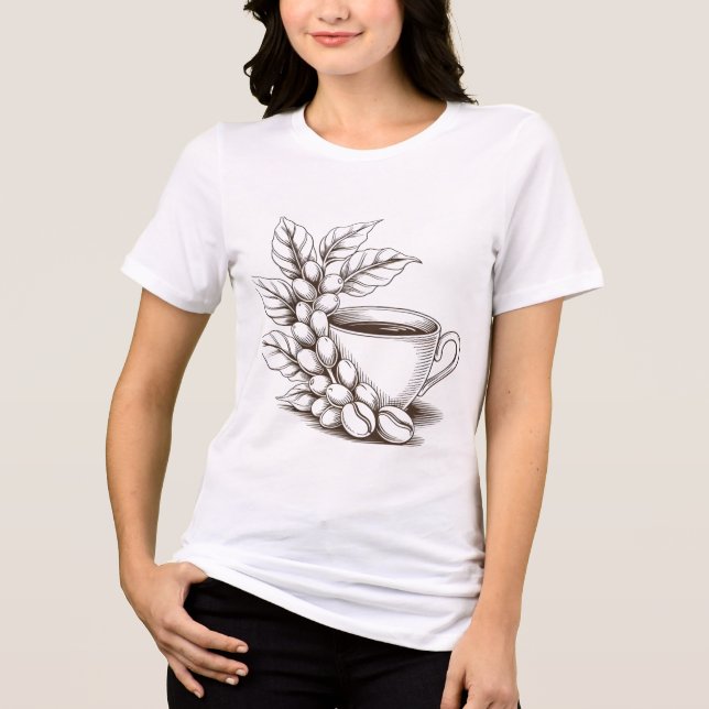 Coffee Lover's Line Art T - Shirt - Braut (Vorderseite)