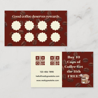 Coffee Loyalty Card - Buy 10 Get 1 Free Rewards Treuekarte
