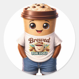 Coffee Man – Fun Design for True Caffeine Kings Runder Aufkleber