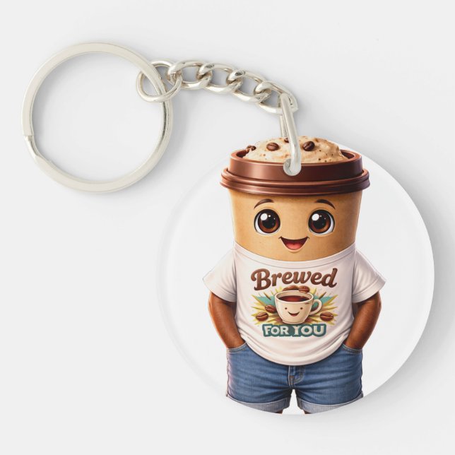 Coffee Man – Lustiges Design für wahre Kaffeekönig Schlüsselanhänger (Vorderseite)