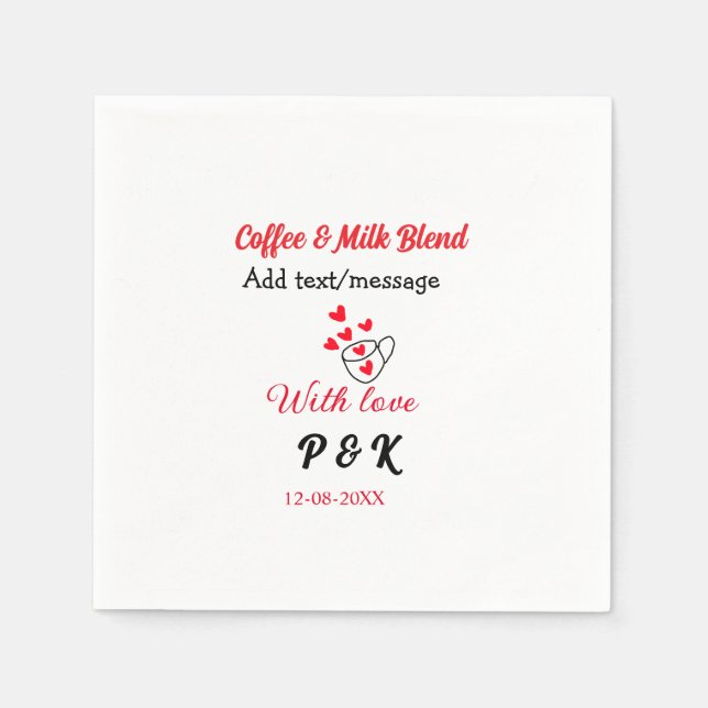 Coffee & milk blend love couple coffee red heart n serviette (Vorderseite)