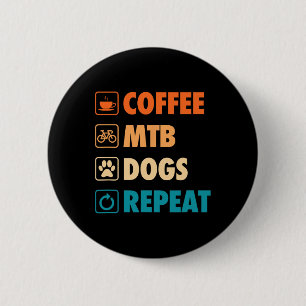 Coffee Mtb Hunde Wiederholen Retro Einfache Mounta Button