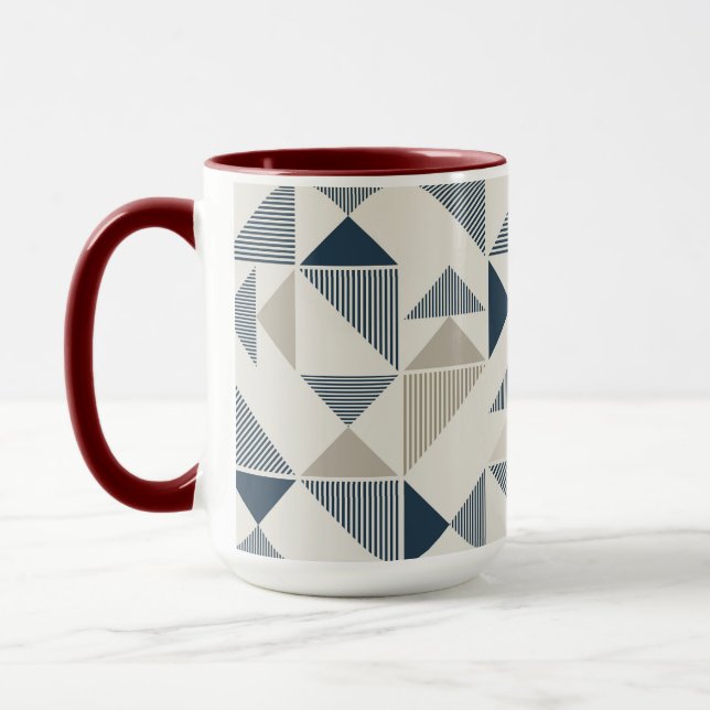 Coffee Mug – Blue & Beige Triangle Design  Tasse (Links)