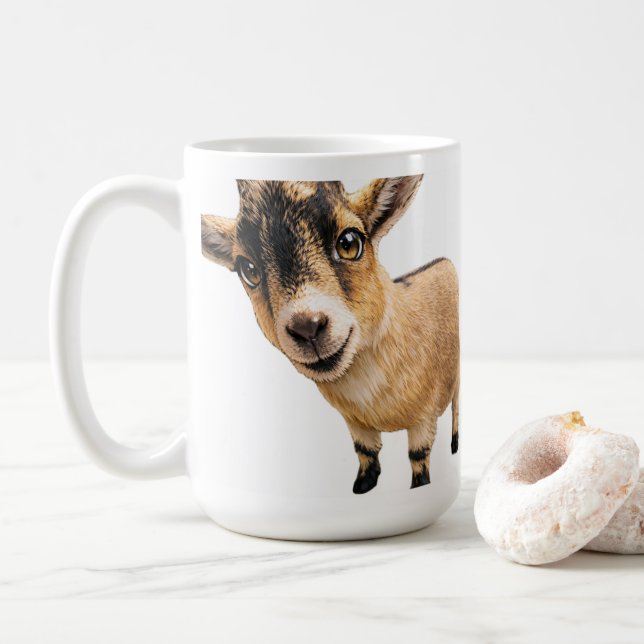 Coffee Mug - Cute Goat Peeking Kaffeetasse (Mit Donut)