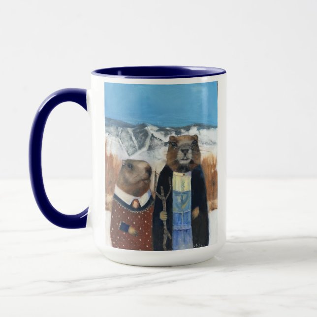 Coffee Mug of Marmots (American Gothic) Tasse (Links)