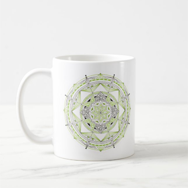 Coffee Mug Original Mandala Design 2-sided Green Kaffeetasse (Links)