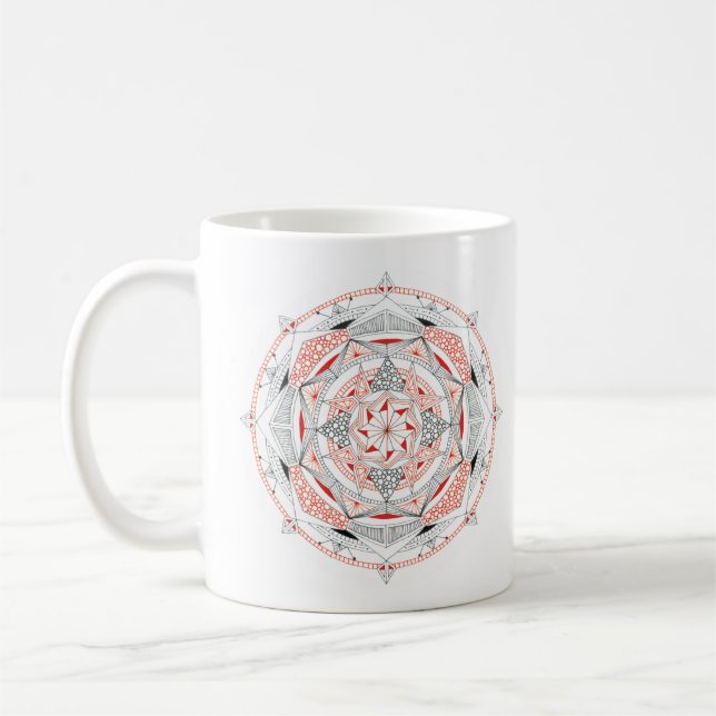 Coffee Mug Original Mandala Design 2-sided Red Kaffeetasse (Links)