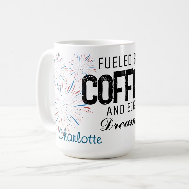 Coffee Mug Patriotic 4th of July Custom Name  Kaffeetasse (Vorderseite Links)