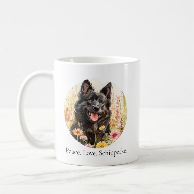 Coffee Mug – Peace Love Schipperke Dog Mug Kaffeetasse (Links)