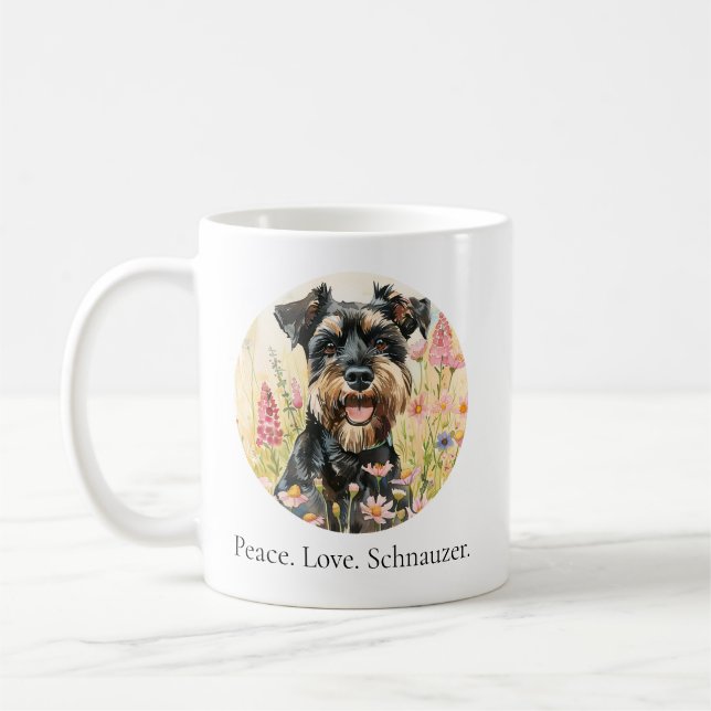 Coffee Mug – Peace Love Schnauzer Dog Mug Kaffeetasse (Links)