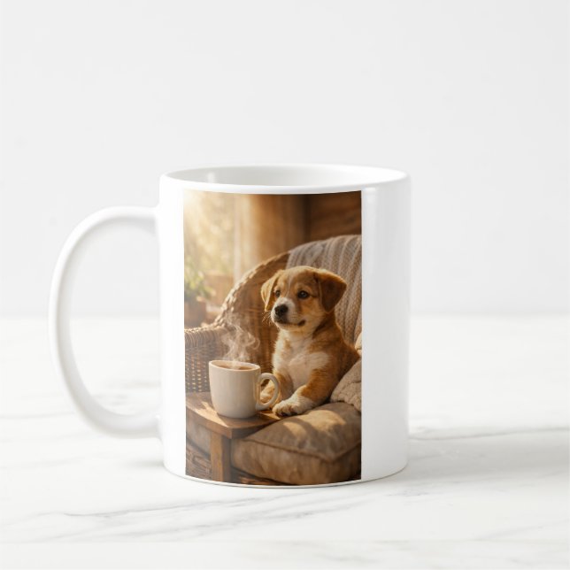  Coffee Mug  Sunny Morning Cozy Puppy  Kaffeetasse (Links)