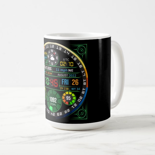 Coffee Mug with a Humorous Digital Design Kaffeetasse (VorderseiteRechts)
