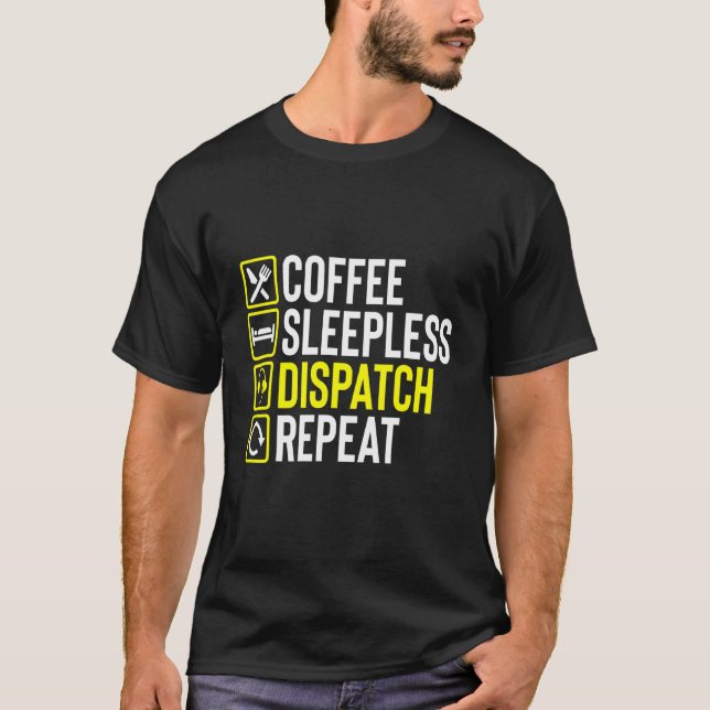 Coffee Night Shift 911 Dispatcher First Responder T-Shirt (Vorderseite)