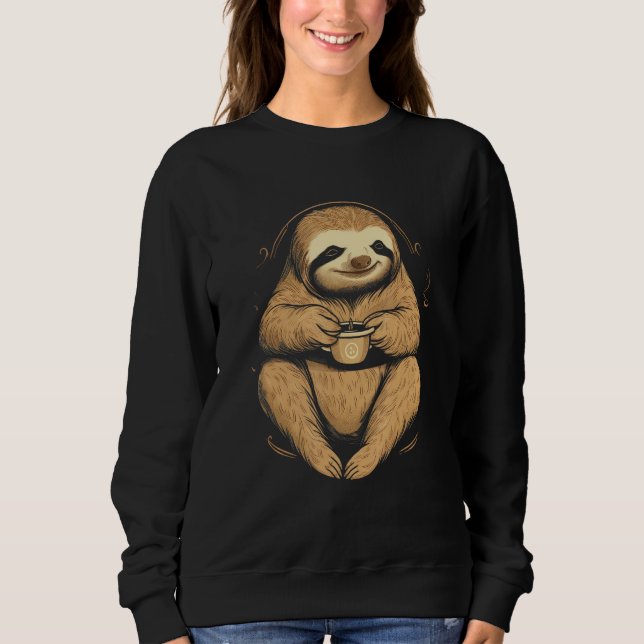 Coffee No Coffee No Life Sloth Coffee Sweatshirt (Vorderseite)