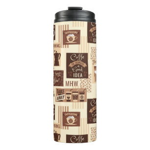 Coffee Pattern Custom Monogram Tumbler Thermosbecher