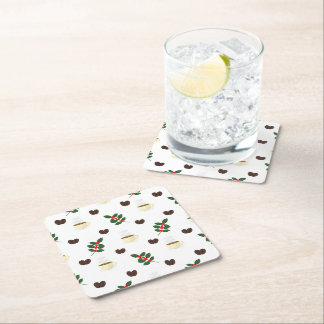 Coffee Pattern with Beans, Cups, and Coffee trees Rechteckiger Pappuntersetzer