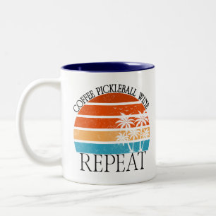Coffee Pickleball Wein Wiederholung Lustig Sportle Zweifarbige Tasse