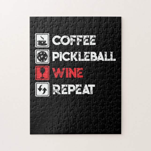 Coffee Pickleball Wine Repeat Funny Puzzle (Vertikal)