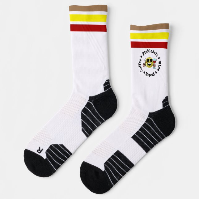 Coffee, Pickleball, Wine, Repeat Pickleball Addict Socken (Links)