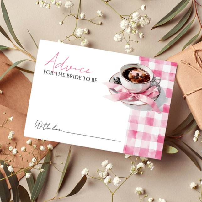 Coffee Pink Bow Bridal Shower Advice Card Begleitkarte (Von Creator hochgeladen)