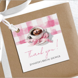 Coffee Pink Bow Bridal Shower thank you Favor Tags Geschenkanhänger