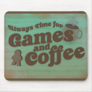 Coffee Plus Games Fun Time Retro Design Mousepad