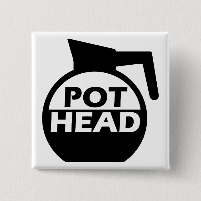 Coffee Pot Head Funny Button Abzeichen Koffein (Vorderseite)