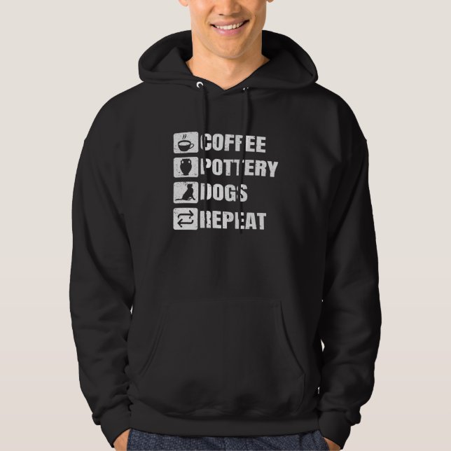 Coffee Pottery Dogs Repeat Ceramic Pottery Ceramic Hoodie (Vorderseite)