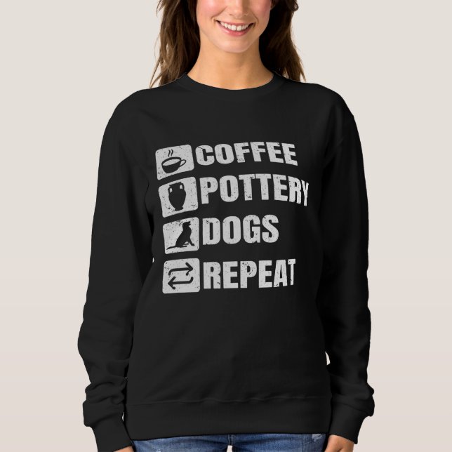 Coffee Pottery Dogs Repeat Ceramic Pottery Ceramic Sweatshirt (Vorderseite)