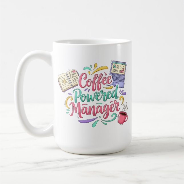 Coffee-Powered-Manager Lustiges Professionelles Bü Kaffeetasse (Links)