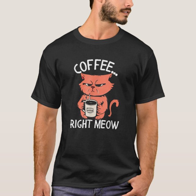 Coffee Right Meow Funny Cat Coffee Lovers Saying Q T-Shirt (Vorderseite)