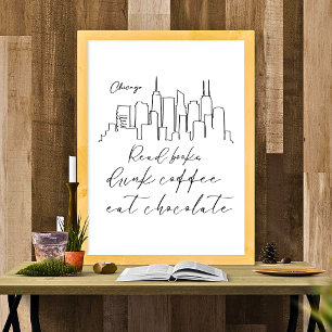 Coffee-Schokolade-Liebhaber Schicago Kontur Design Poster