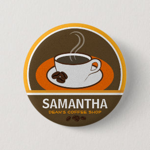 Coffee Shop Café Personal ID Tags Button