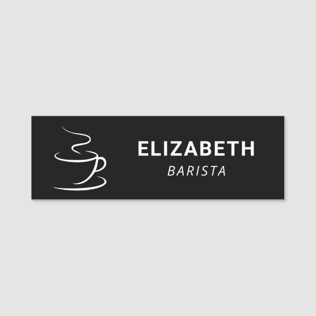 Coffee Shop Logo Schwarz Namensschild (Vorderseite)